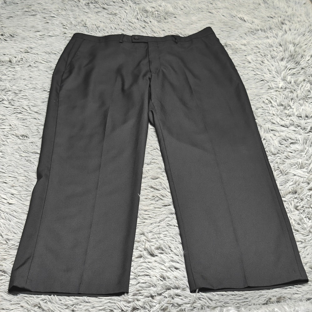 Haggar Dress Pants Mens 38x30 Black Polyester Expandomatic Comfort Waist Stretch